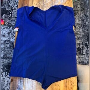 NWT Free People FP Movement Hot Shot Tee Romper, Electric Blue Medium